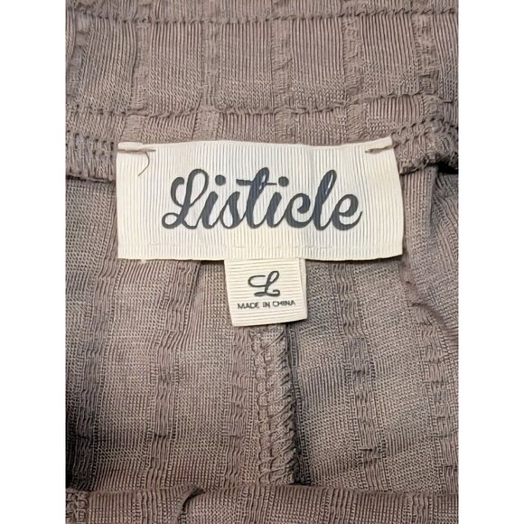 Listicle Hooded Lounge Pajama Set Mocha Draw String Straight Leg Womens Lg New - Picture 12 of 15